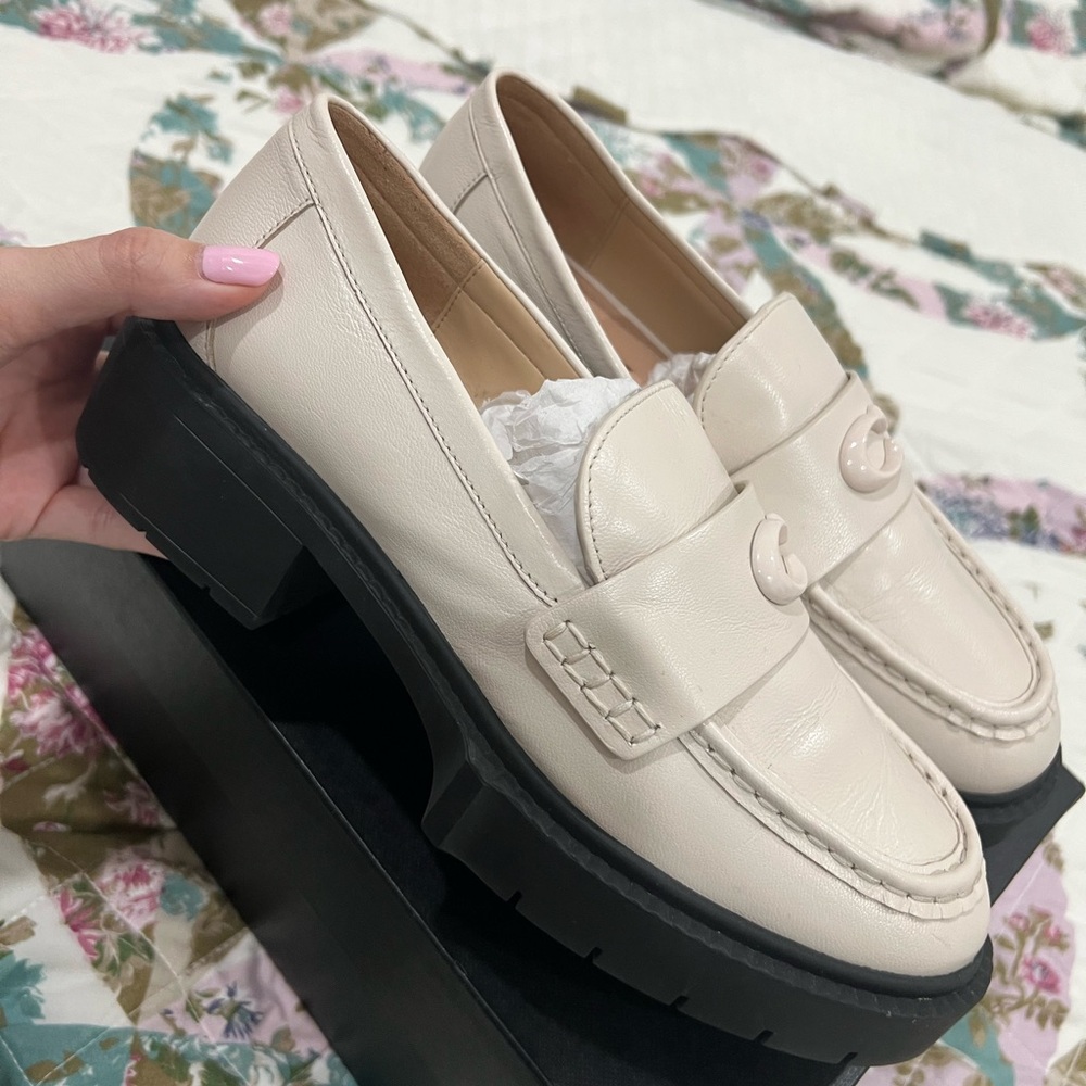 Coach Cream Leather Loafers